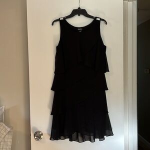 Black chiffon layered cocktail dress with bolero size 10